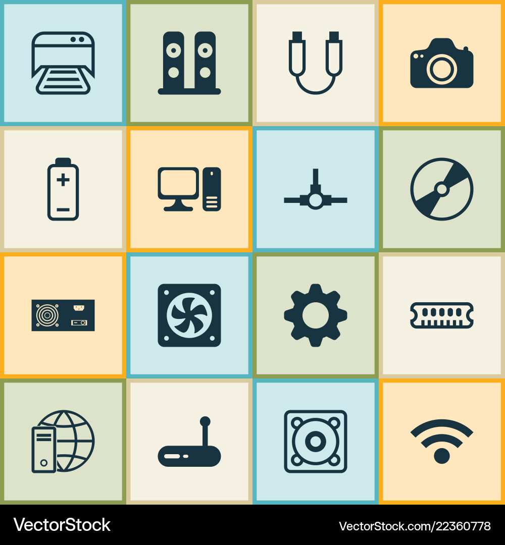 Computer icons set with disk accumulator audio Computer icons set with disk accumulator audio vector image