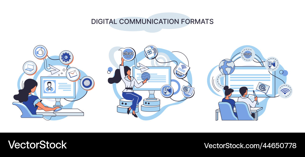 Digital communication formats metaphor content vector image