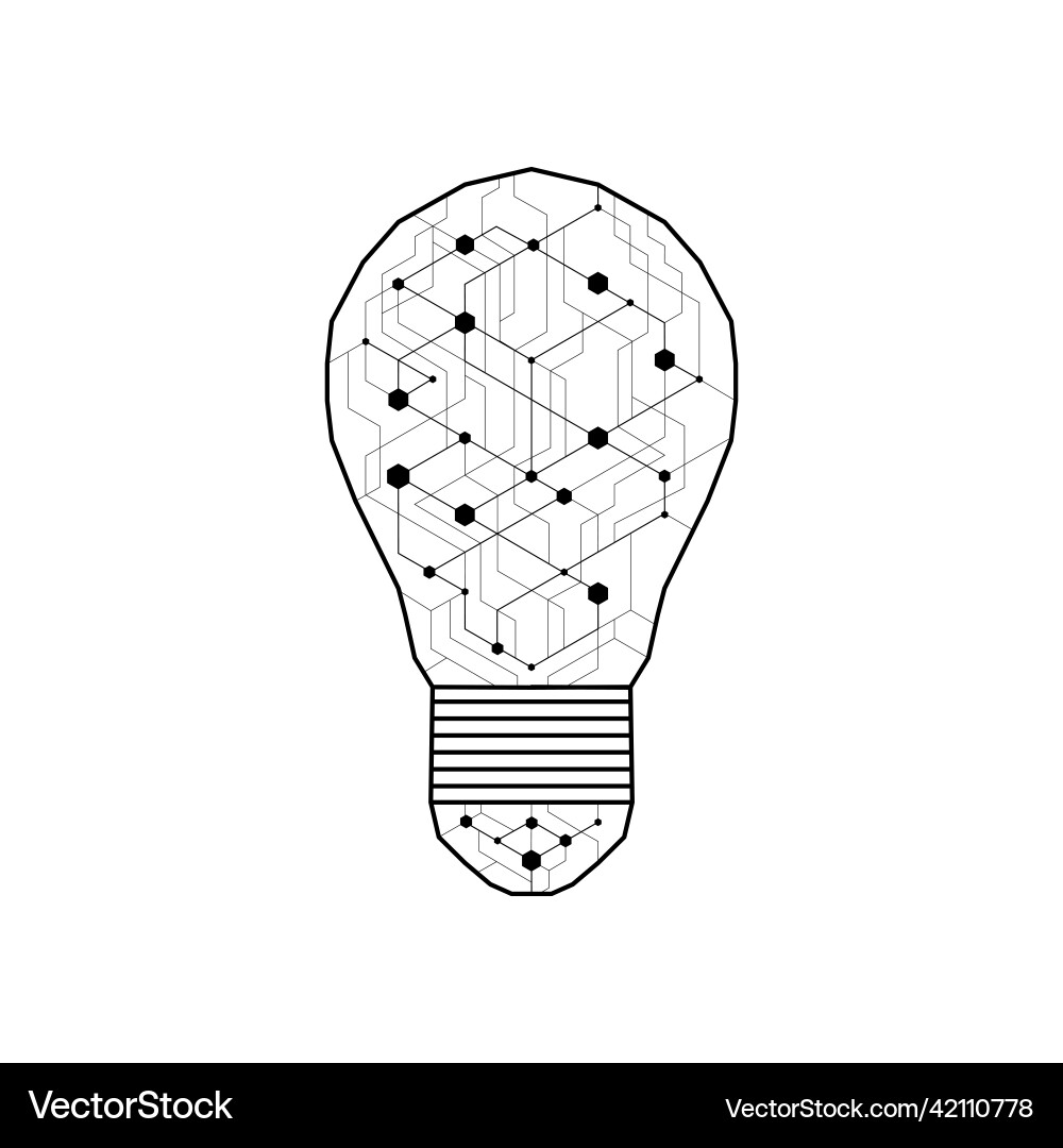 Dot circuit board light bulb simple design Vector Image