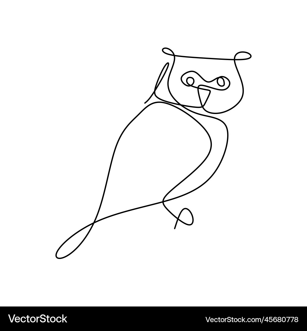 Drawing a continuous line of owls with simple Drawing a continuous line of owls with simple Vector Image