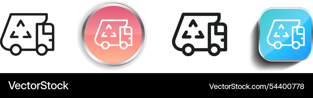 Garbage car icon thin linear regular and button Garbage car icon thin linear regular and button vector image