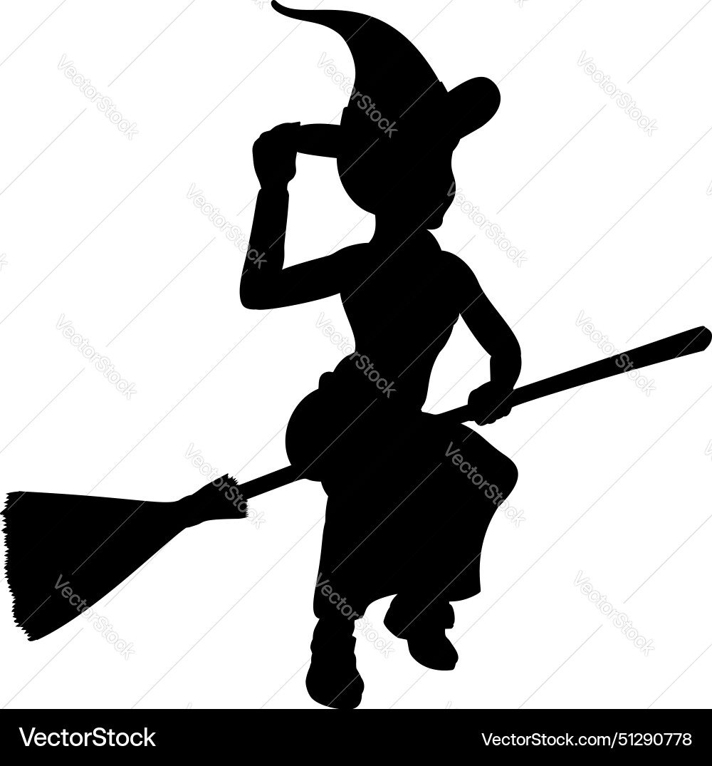 Halloween Hexe fliegen auf Broomstick Silhouette Halloween Hexe fliegen auf Broomstick Silhouette vektorbild
