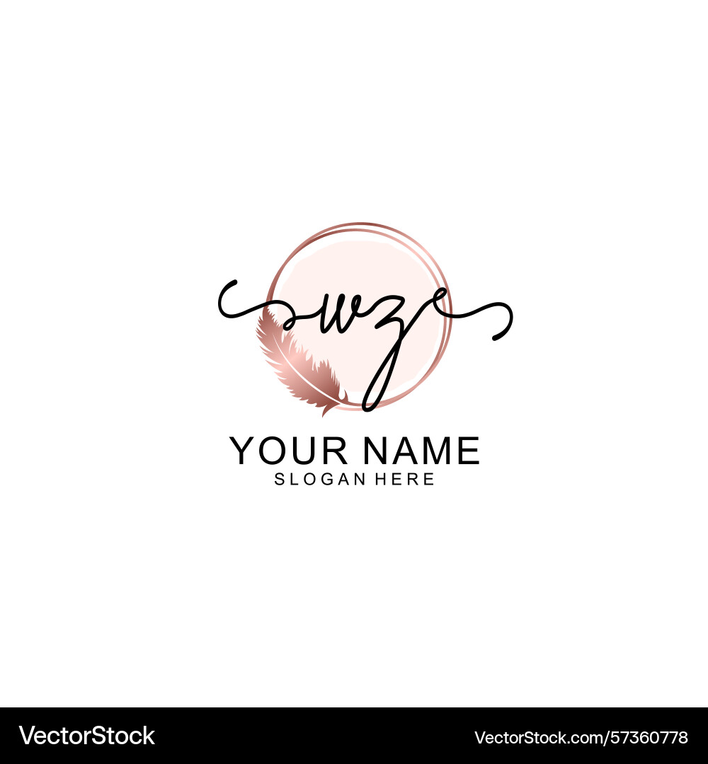 Handwritten wz initial logo with circle Vector Image