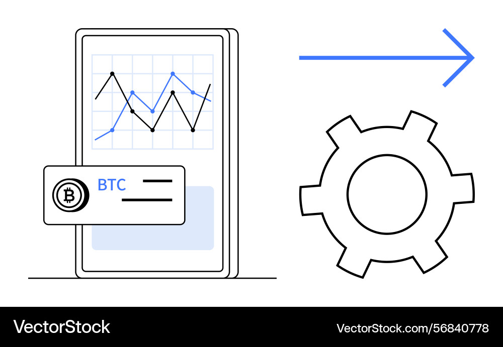 Mobile bitcoin trading interface with graph vector image