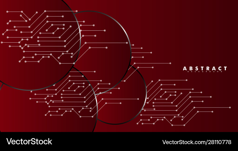 Red abstract circles with future circuit board Red abstract circles with future circuit board vector image