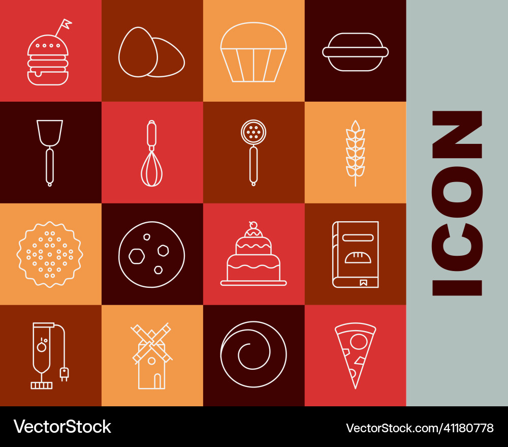 Set line slice of pizza cookbook cereals Set line slice of pizza cookbook cereals Vector Image