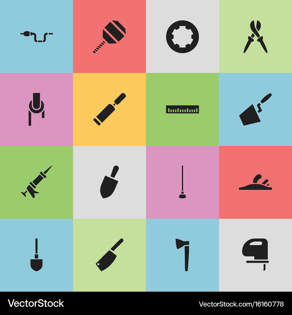 Set of 16 editable tools icons includes symbols Vector Image