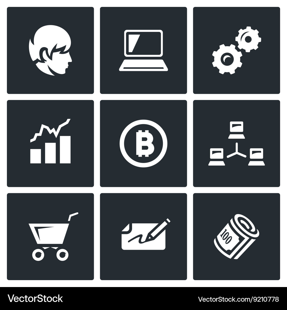 Set of cryptocurrency icons programmer vector image