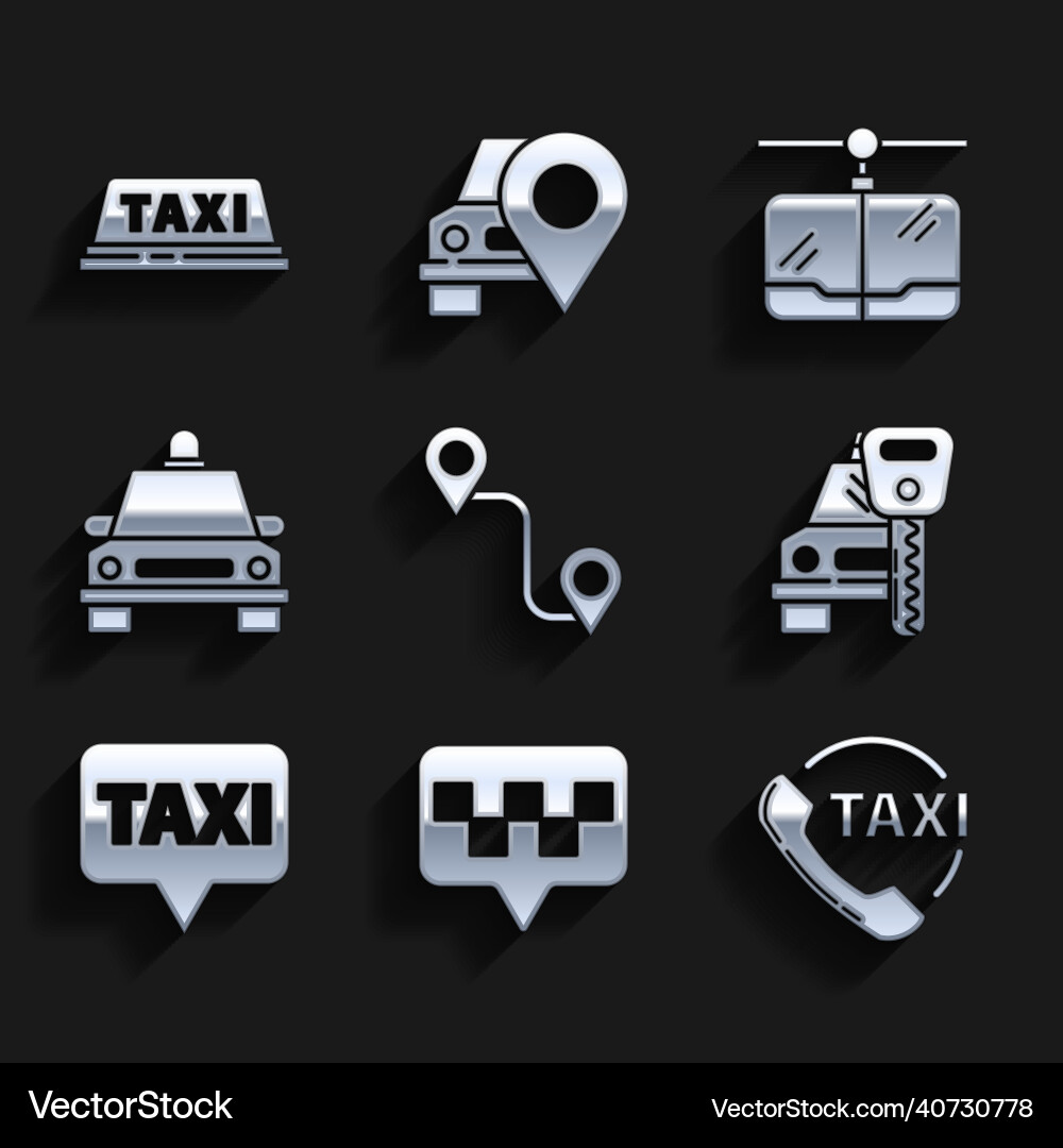 Set route location map pointer with taxi Set route location map pointer with taxi vector image