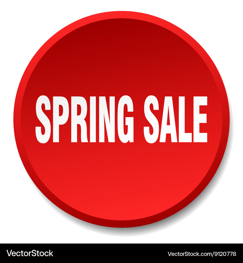 Spring sale red round flat isolated push button Vector Image