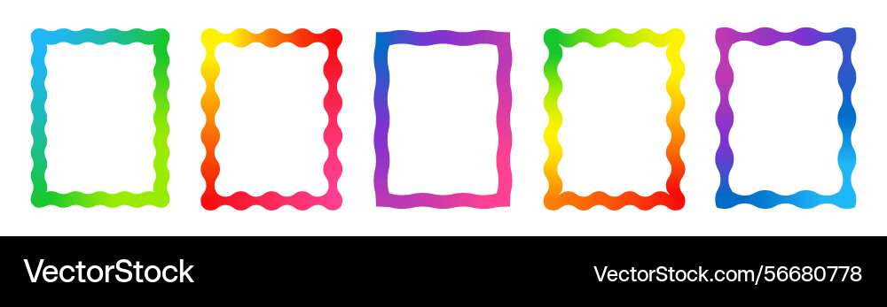 Squiggle frames with wavy gradient borders Squiggle frames with wavy gradient borders vector image