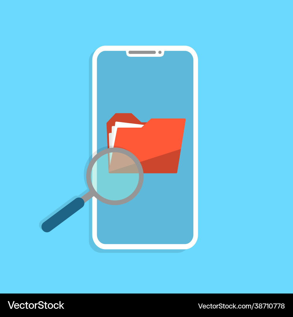 Telefon mit Ordnersuche und Datensynchronisation vektorbild