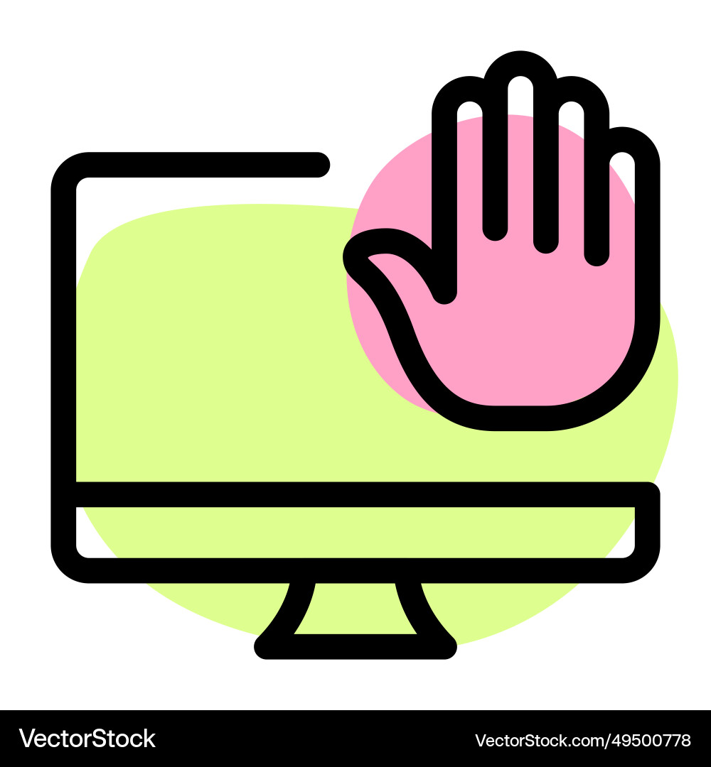 Utilization hand to stop desktop operation Vector Image