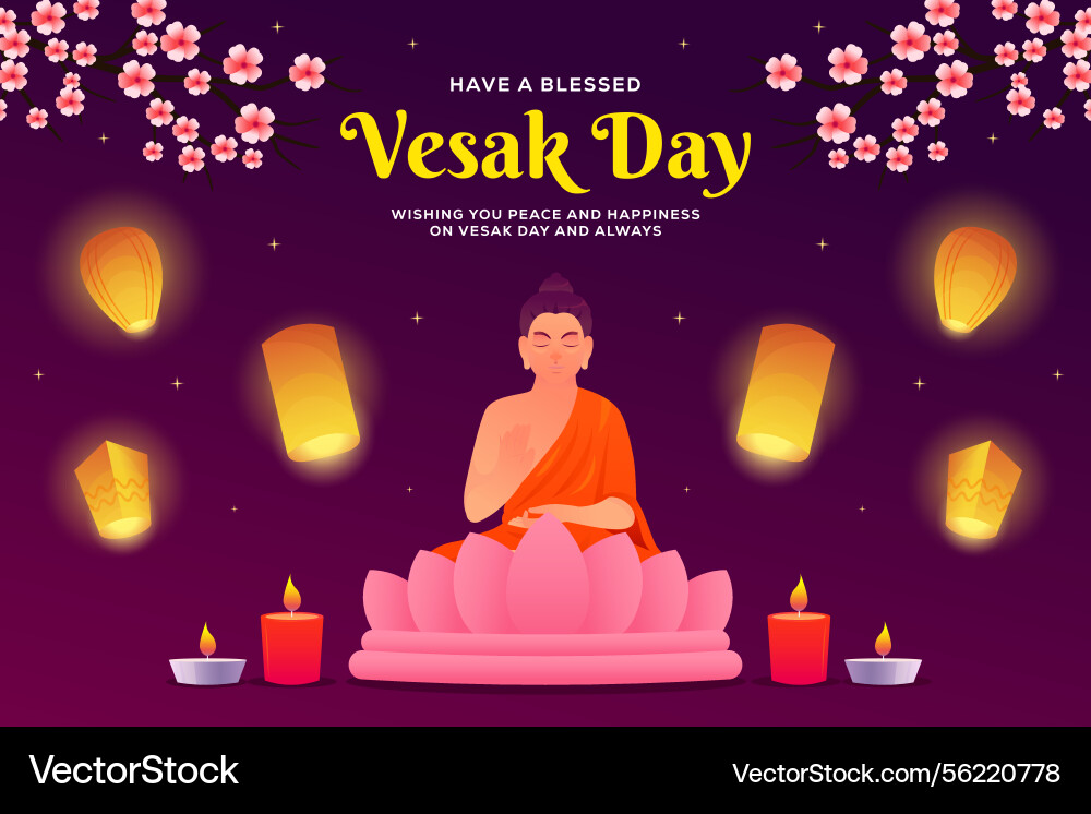 Vesak day background in gradient style design Vector Image