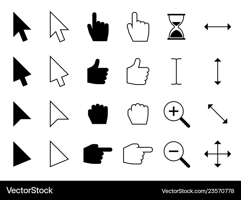 Web cursors digital hand finger pointers Web cursors digital hand finger pointers vector image