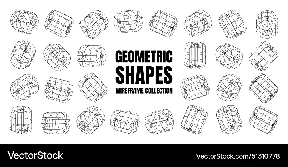 Wireframe lined shapes perspective mesh 3d grid Wireframe lined shapes perspective mesh 3d grid vector image