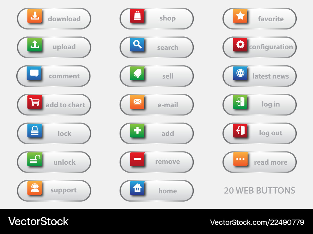 20 web buttons 3d vector image