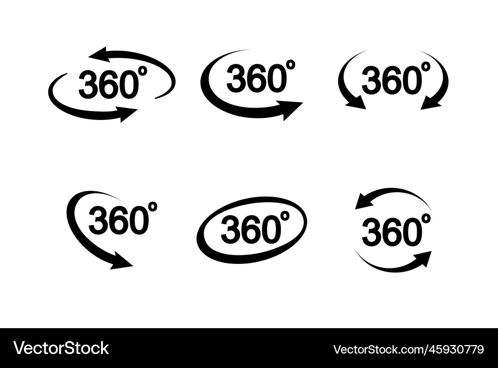 360 degrees view related sign set isolated 360 degrees view related sign set isolated vector image