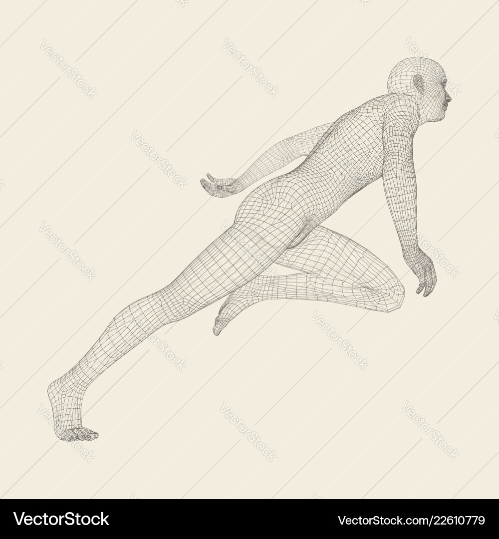 3D Running Man Wireframe Model vector image