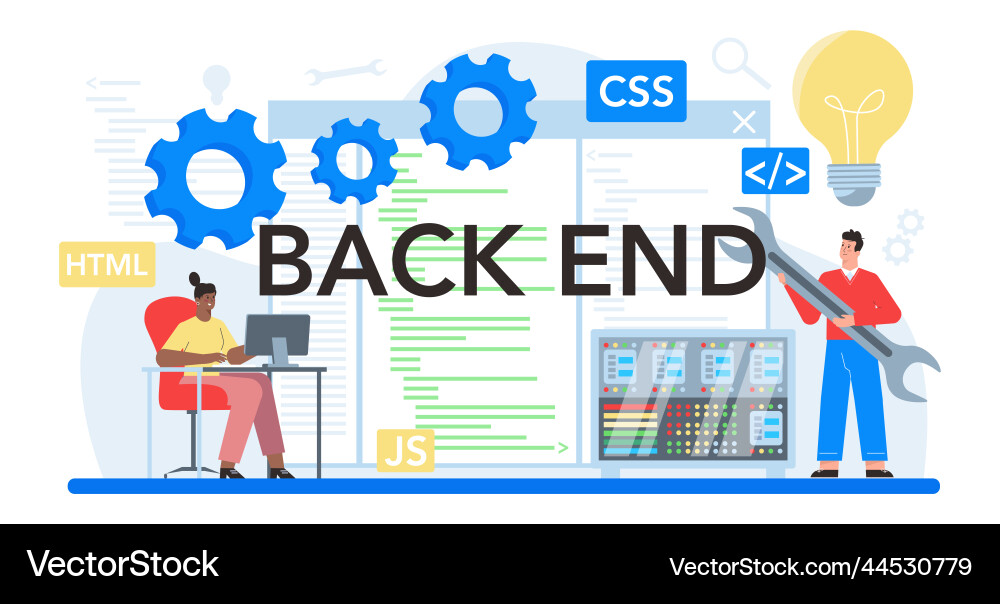 Back end typographic header software development Back end typographic header software development vector image