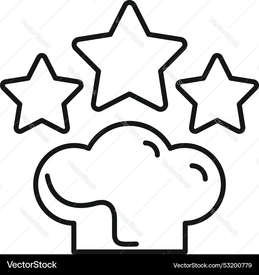 Chef hat getting three stars rating symbol line Chef hat getting three stars rating symbol line vector image