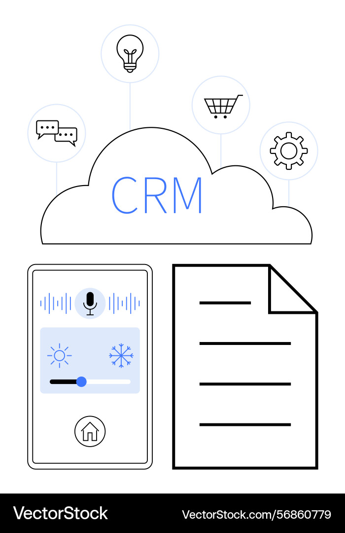 Crm cloud system integrating smart features Crm cloud system integrating smart features vector image