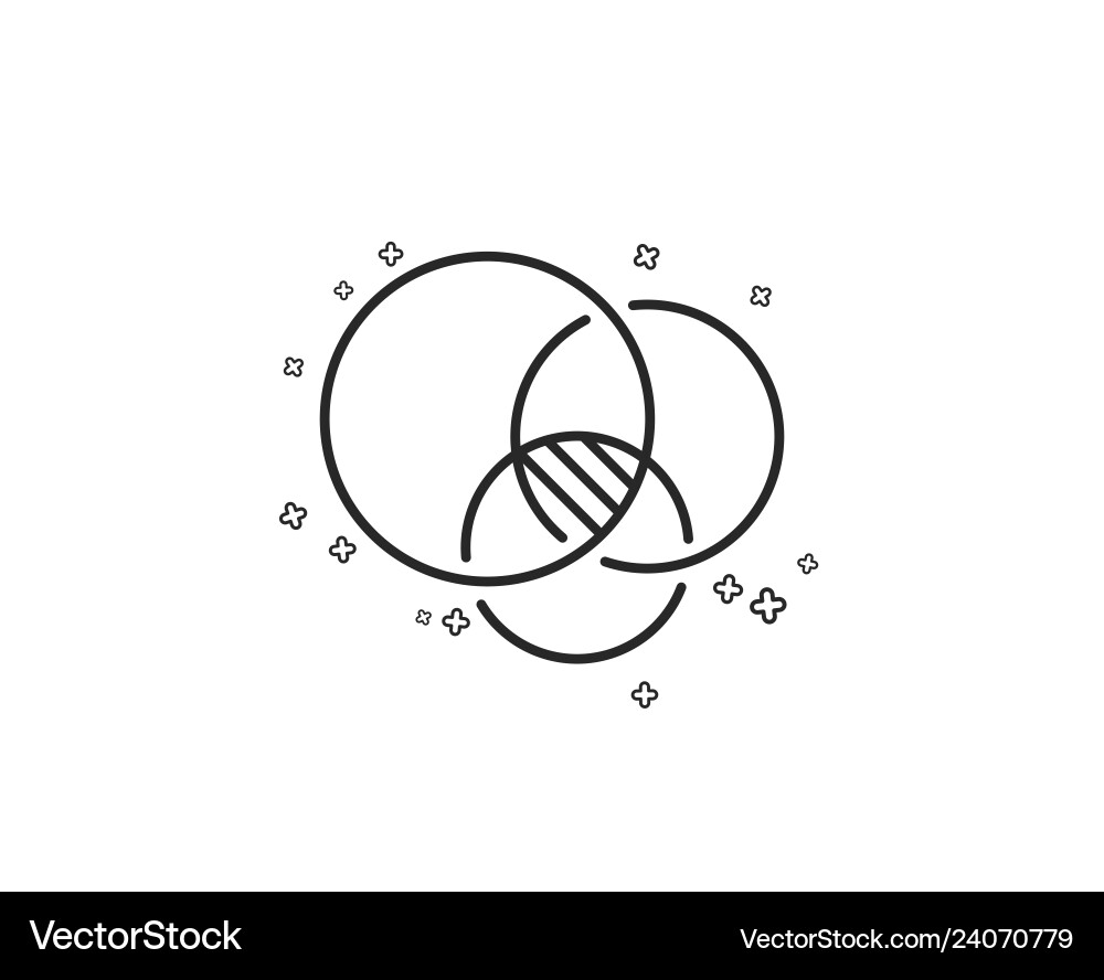 Euler diagram line icon eulerian circles sign Vector Image