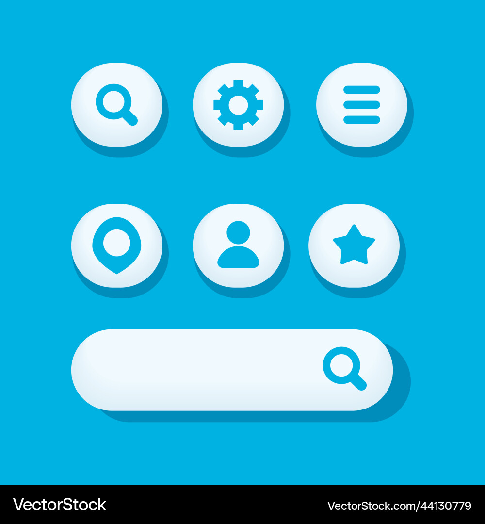 Flat settings buttons bundle vector image