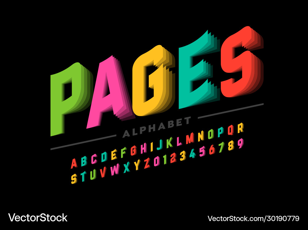 Flipping pages style font Flipping pages style font vector image