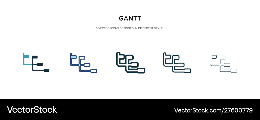 Gantt icon in different style two colored vector image