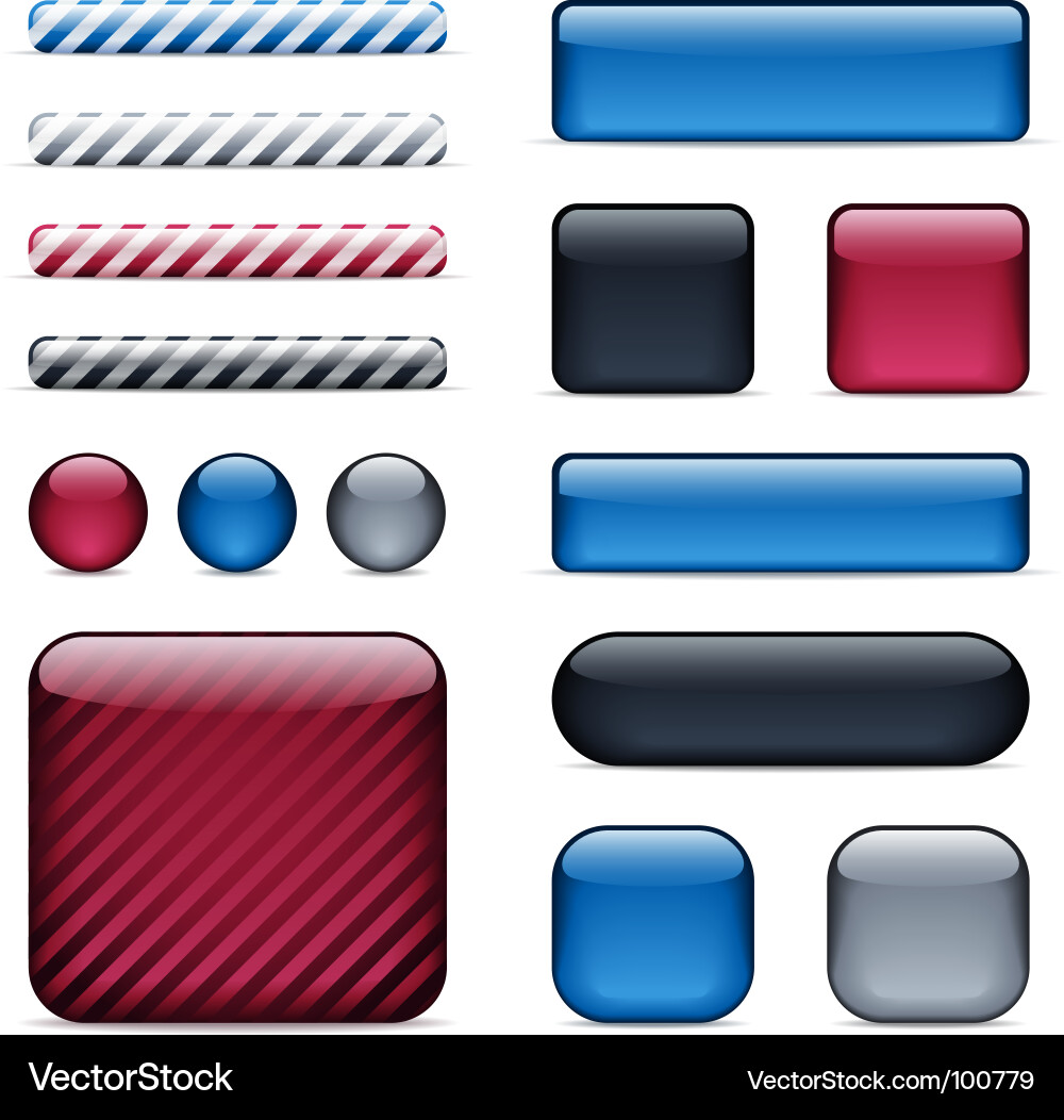 Glossy Button & Bar Collection vector image