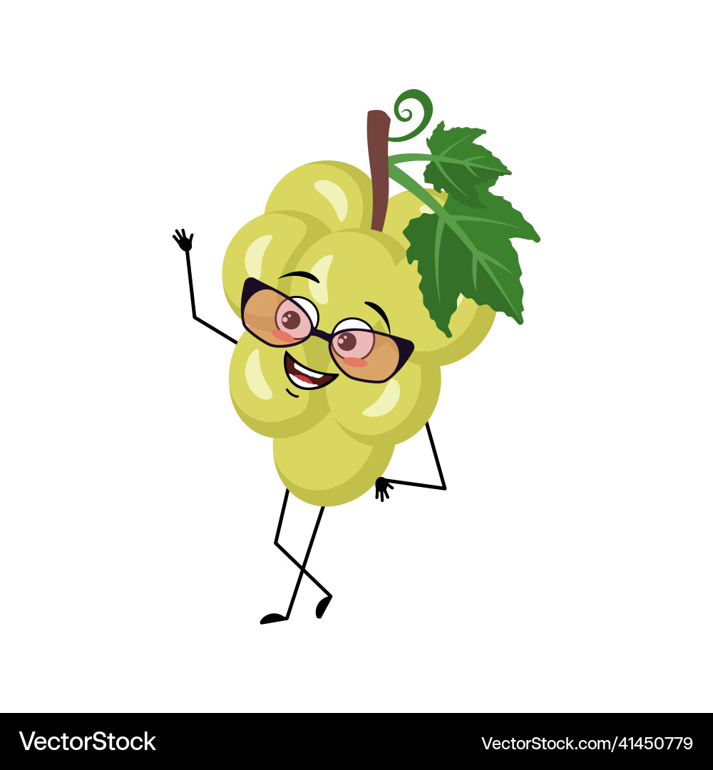 Grape character with happy emotion Grape character with happy emotion Vector Image