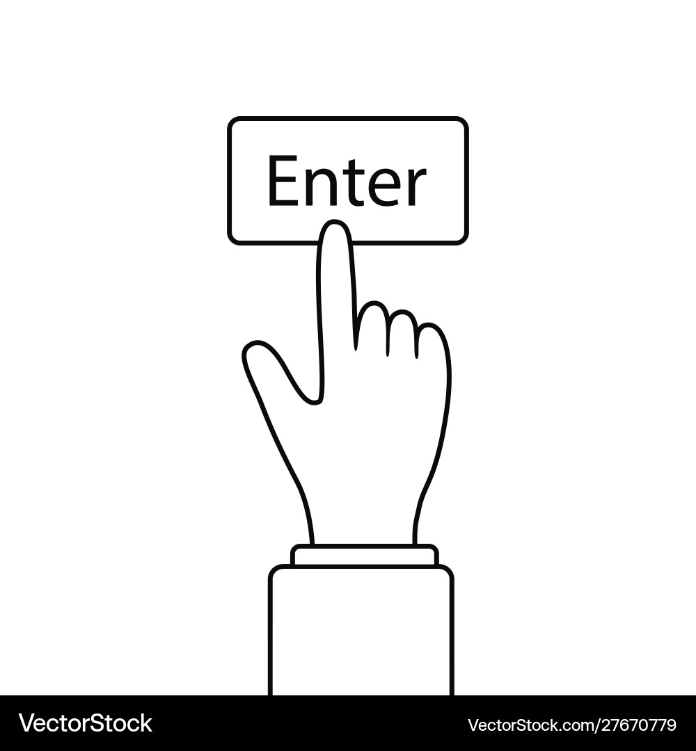 Hand push button enter icon web Hand push button enter icon web vector image