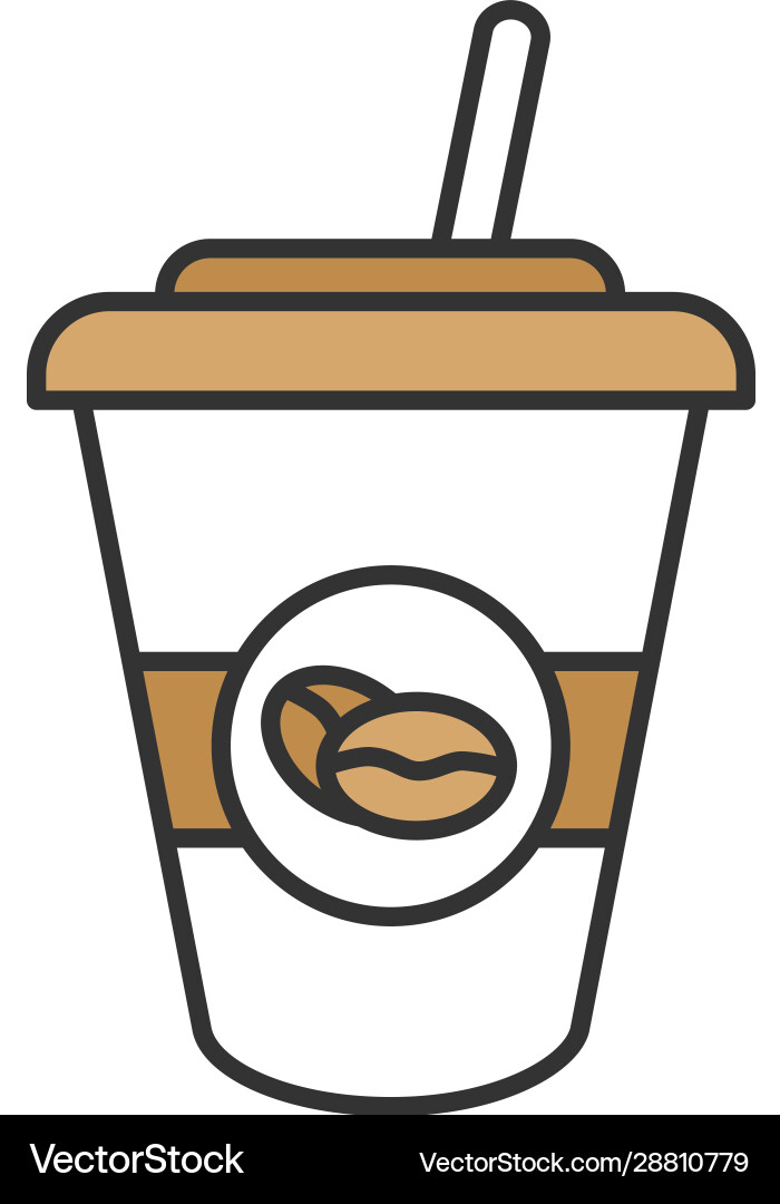 Iced coffee drink color icon Iced coffee drink color icon vector image