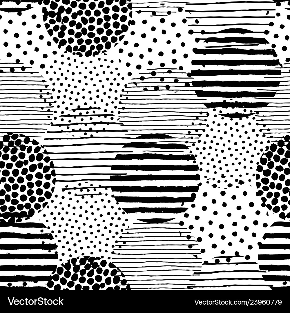 Irregular Dots & Brush Strokes Pattern vector image