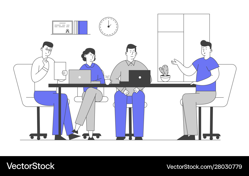 Job interview with selection committee manager Job interview with selection committee manager vector image