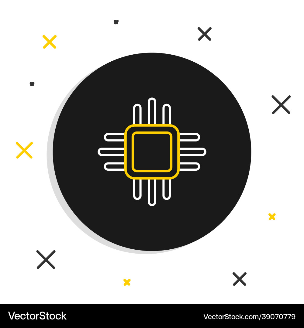 Line computer processor with microcircuits cpu Vector Image