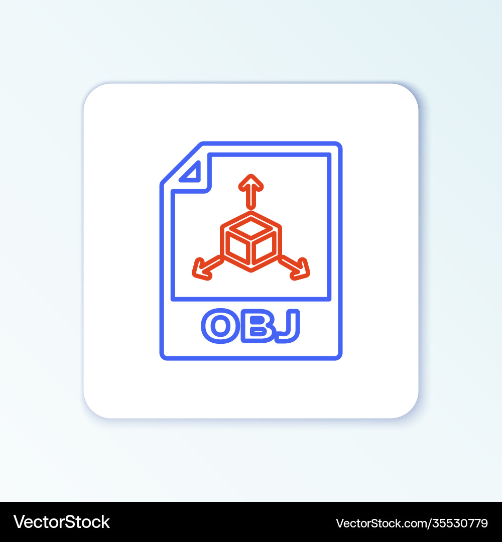 Line obj file document download button icon Line obj file document download button icon vector image