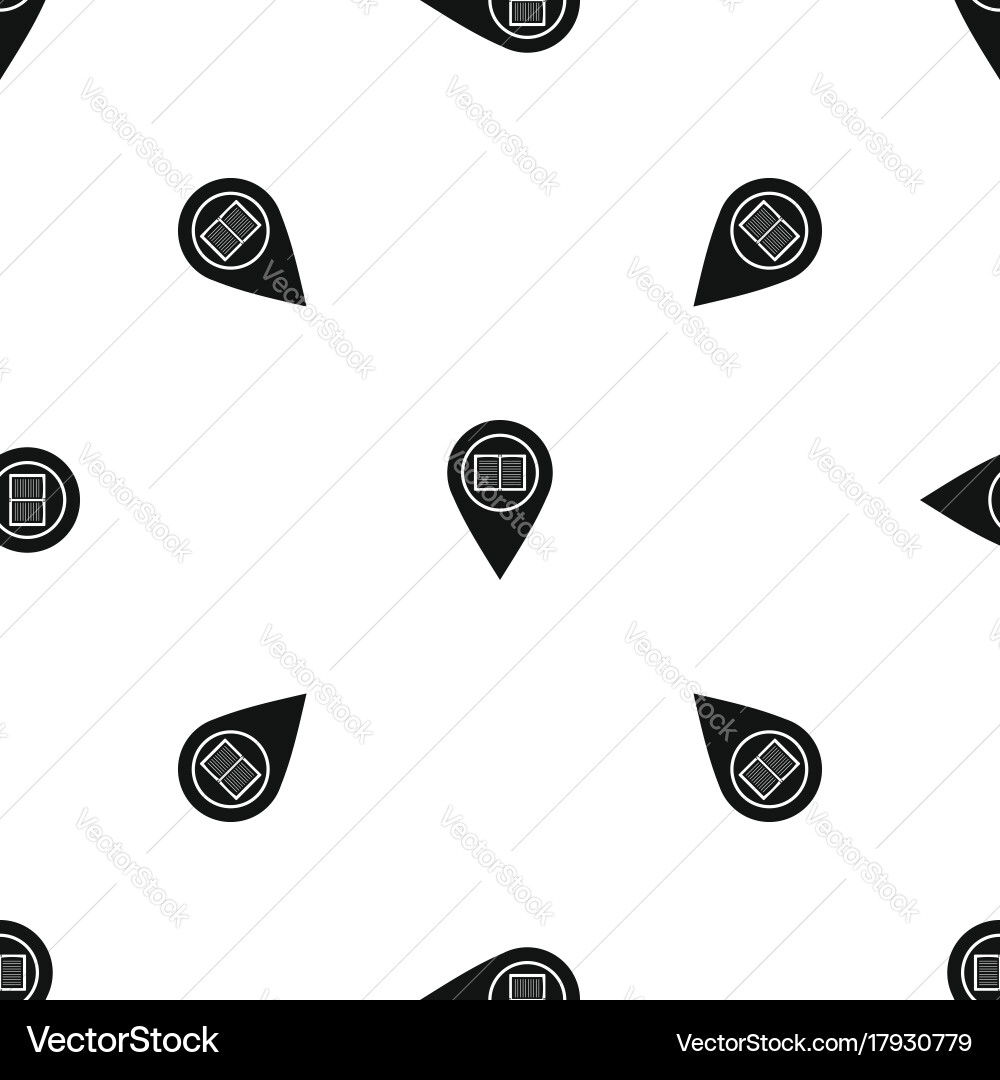 Map pointer with book pattern seamless black vector image