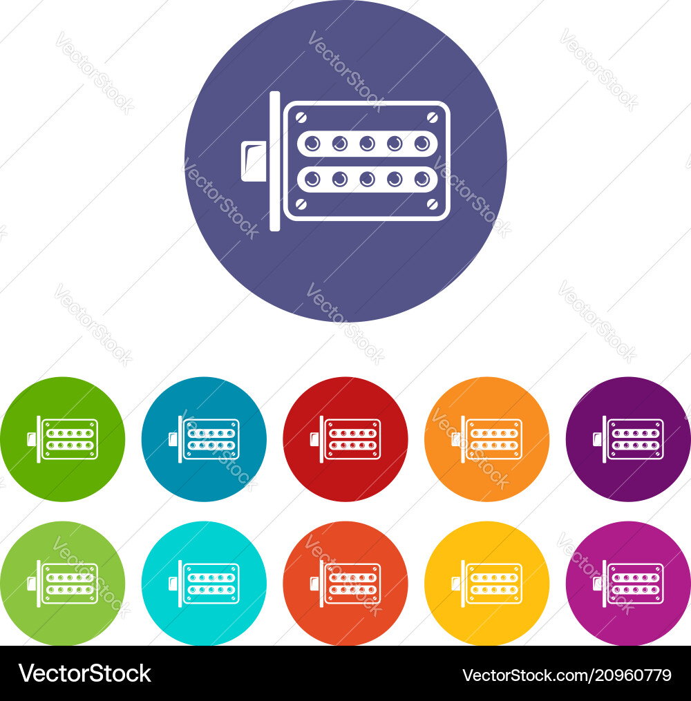Push button lock icons set color Vector Image