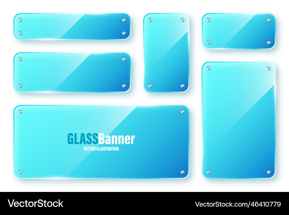 Realistic isolated glass frames collection blue Realistic isolated glass frames collection blue vector image