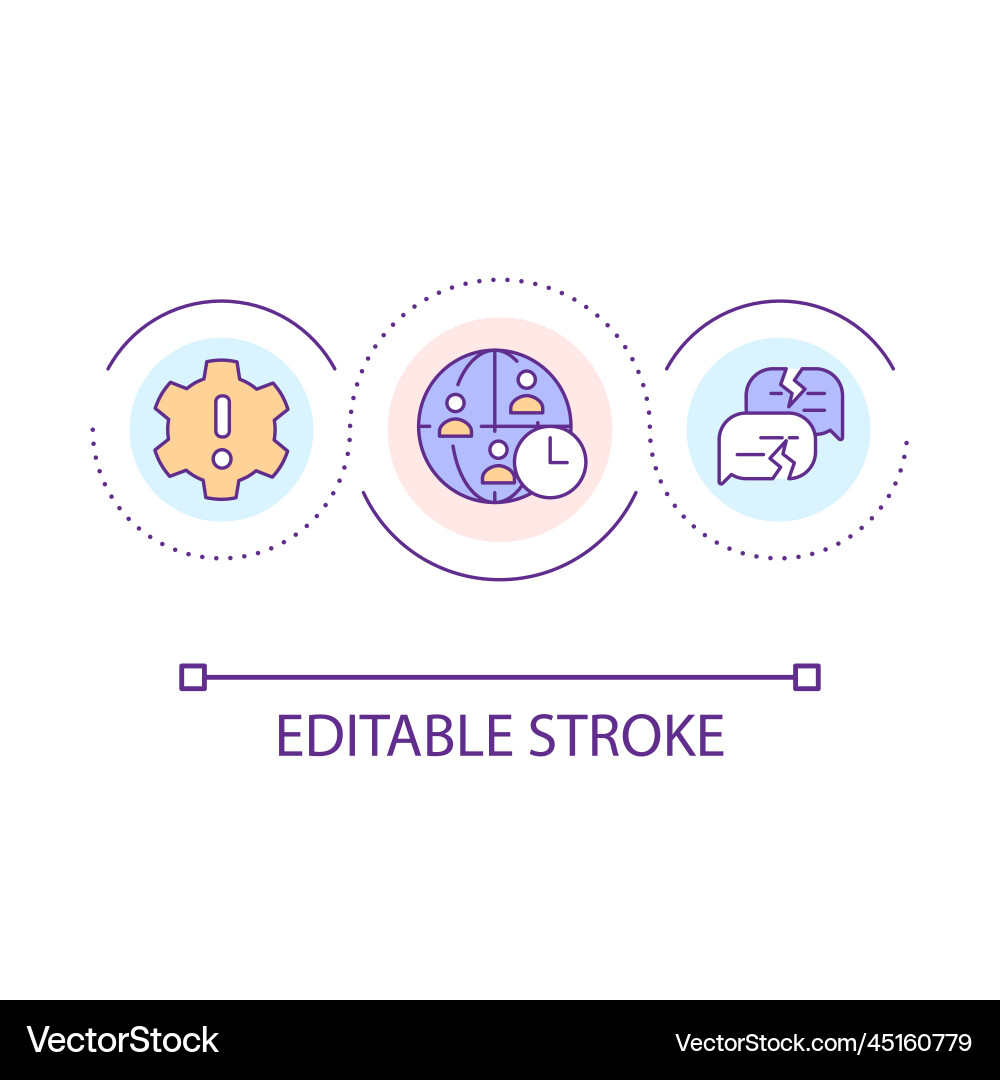 Remote team communication challenges loop concept Vector Image