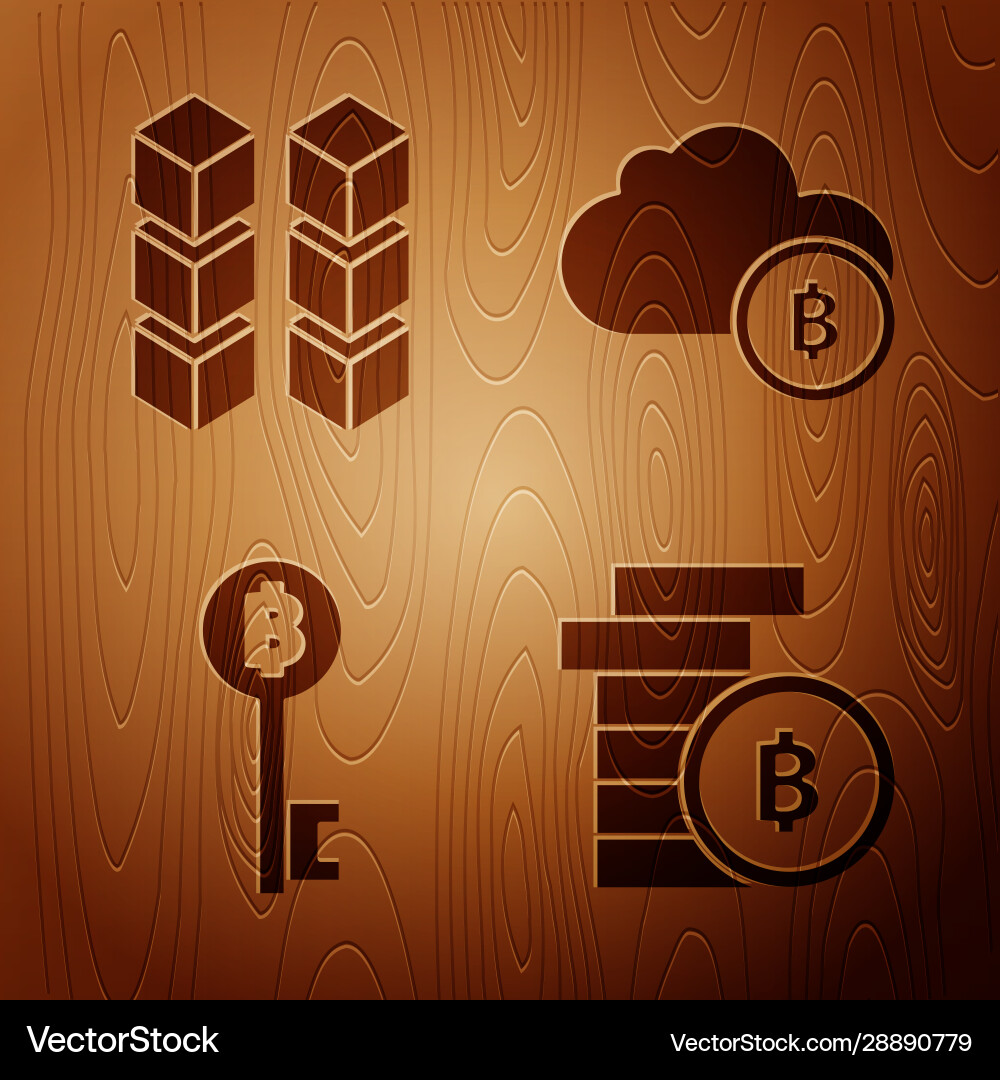 Set cryptocurrency coin bitcoin blockchain Set cryptocurrency coin bitcoin blockchain vector image