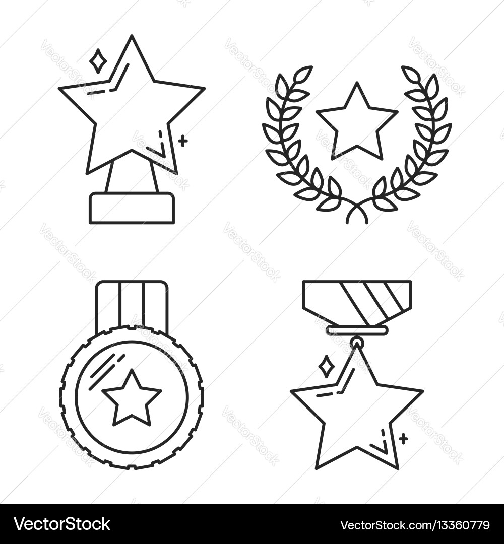 Star Line Icons - Auszeichnungen & Leistungen Vektorbild