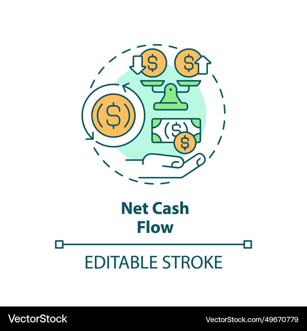 Thin line simple colorful net cash flow icon Thin line simple colorful net cash flow icon vector image