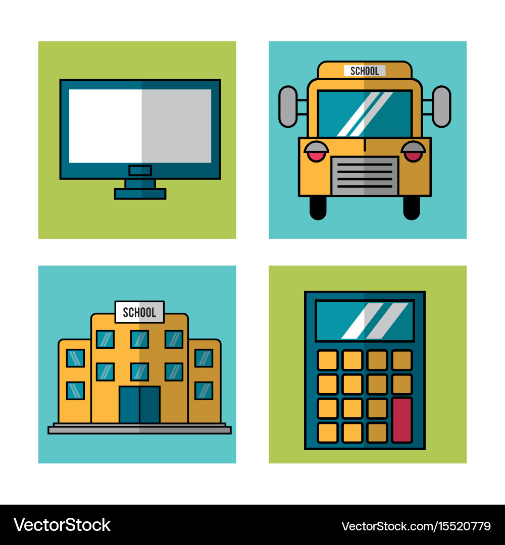 White background with frames of school elements Vector Image