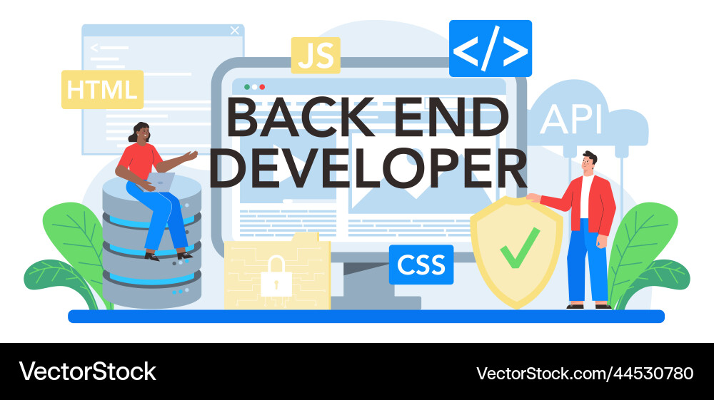 Back end developer typographic header software Back end developer typographic header software vector image