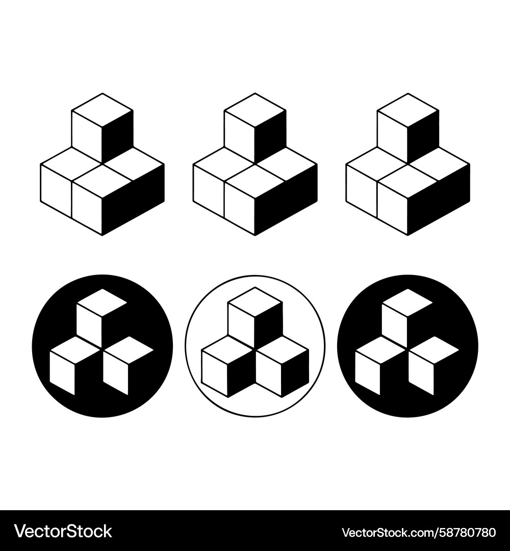 Black and White Cube Patterns Vector Image