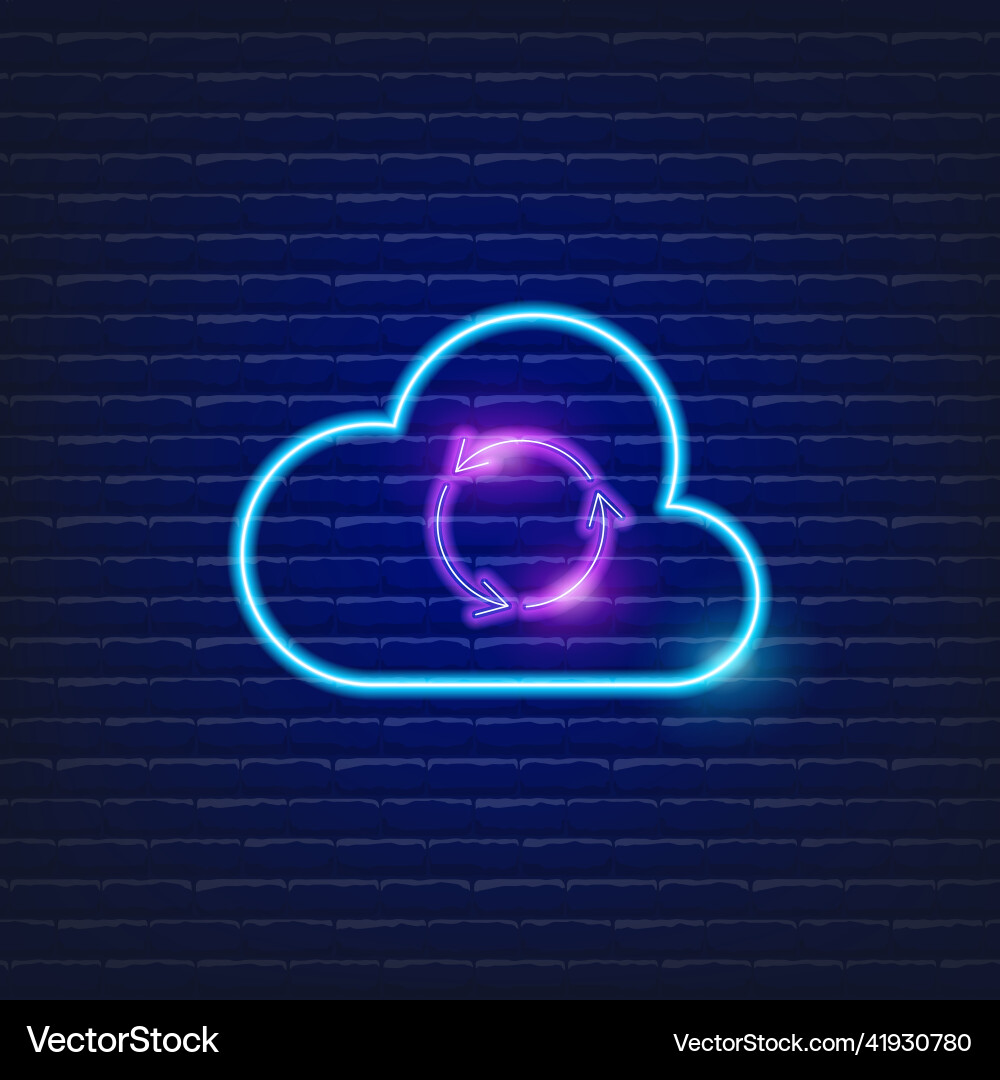 Cloud data sorting neon sign vector image
