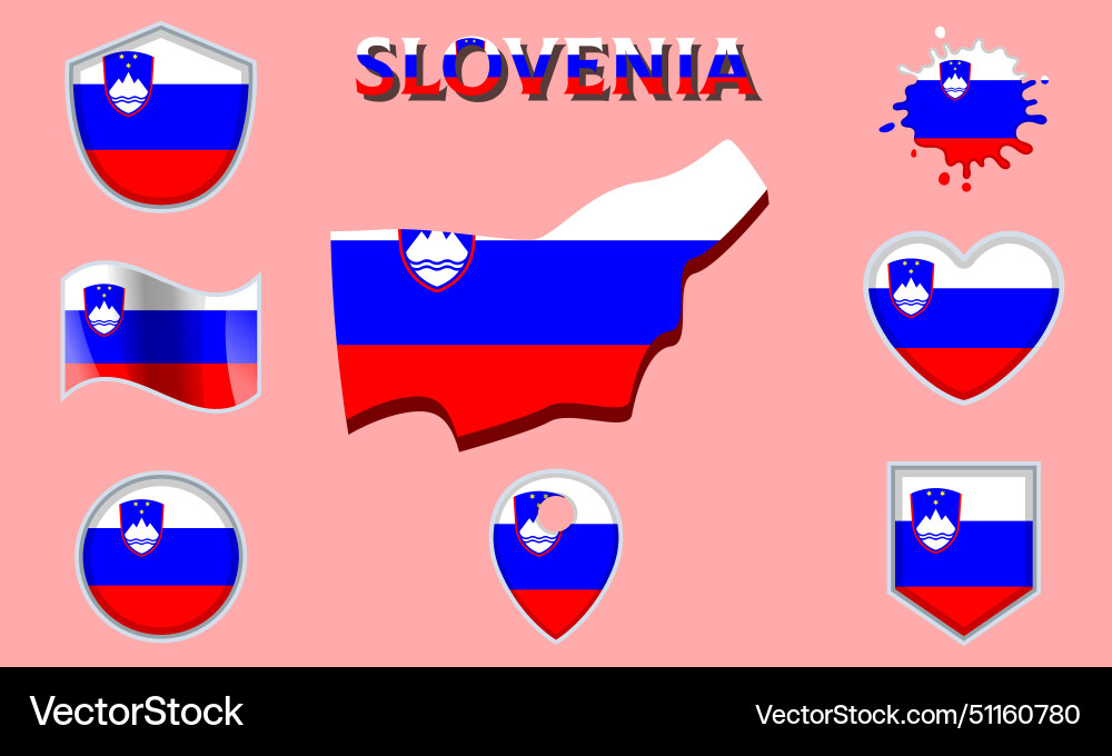 Collection of flat national flags slovenia Collection of flat national flags slovenia vector image